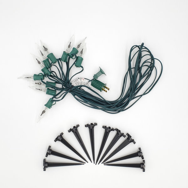 LumaBase Electric Pathway Lights with 10 Flickering Orange Bulbs